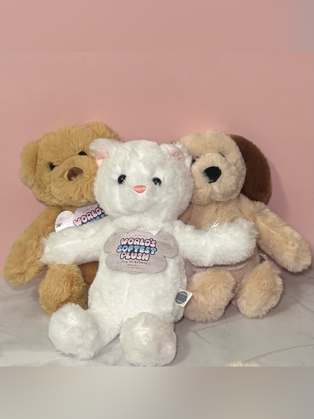 🧸 World’s Softest Plush Set - Teddy Bear, Cat, Puppy